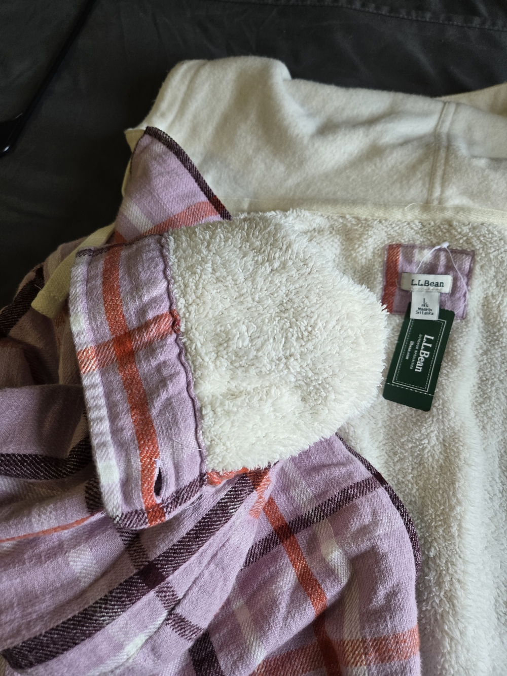 L.L. Bean Lilac and Cream Plaid Hooded Jacket - Picture 4 of 5